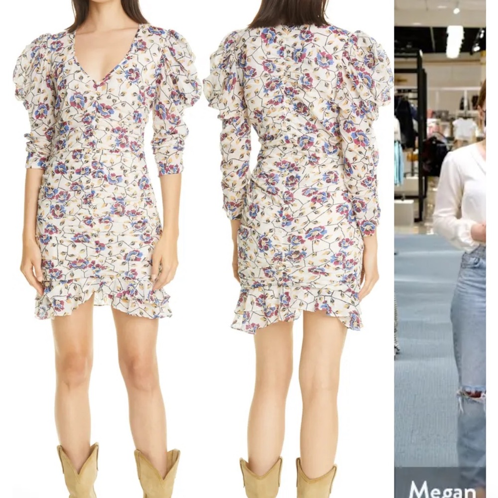 Isabel Marant Étoile Sireny Ruched Leg of Mutton Sleeve Minidress